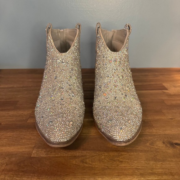 Pierre Dumas Rhinestone Embellished Western Ankle Boots Booties Women's Size 10 - Picture 1 of 8